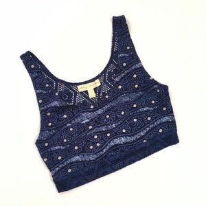 Staring at stars cropped tank with lace back - M